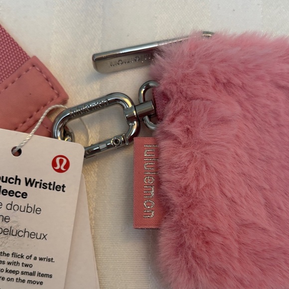 Lululemon Athletica Pink Dual Pouch Wristlet Plush Fleece - Picture 5 of 7